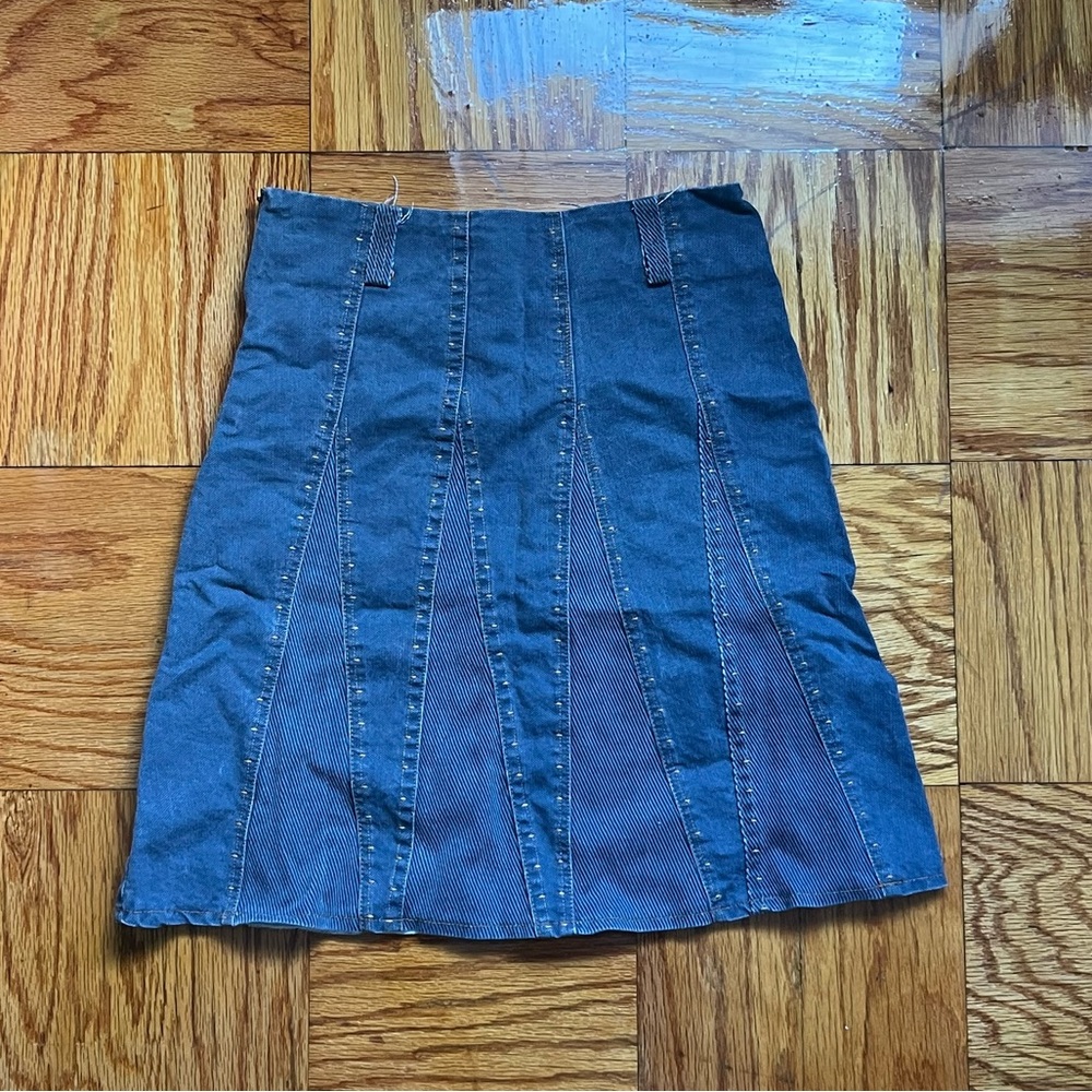 Blue denim and corduroy vintage 70s skirt